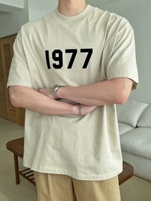 DAZY Men Letter Graphic Drop Shoulder Tee - Apricot - View 3