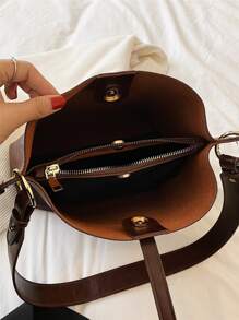 Túi xô tối giản dành cho các cô gái tuổi teen Nữ sinh viên đại học, tân binh & nhân viên văn phòng Hoàn hảo cho văn phòng, nơi làm việc, kinh doanh, đi làm Túi đi làm tốt nhất cho nữ - Cà phê nâu - Xem 4