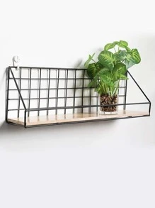 1 pieza Estante de almacenamiento montado en pared hierro - Negro - Ver 1