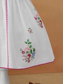 SHEIN 小女童印花泡泡袖洋裝 - 白色 - 查看 5