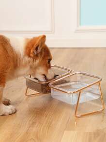 1入組透明寵物雙碗 - 香檳色 - 查看 2