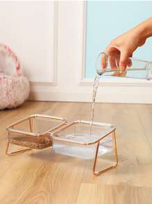 1入組透明寵物雙碗 - 香檳色 - 查看 5