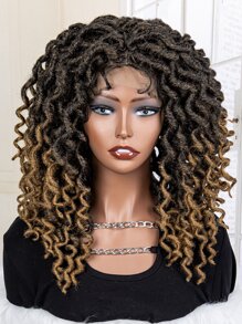 Full Lace Front Medium Braiding Synthetic Wig - Ombre - View 1