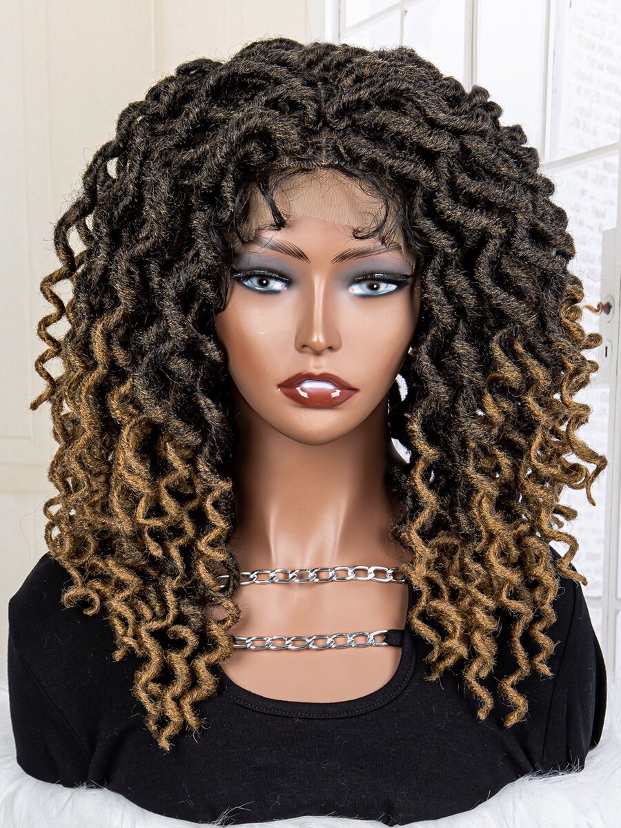 Full Lace Front Medium Braiding Synthetic Wig - Ombre - View 1