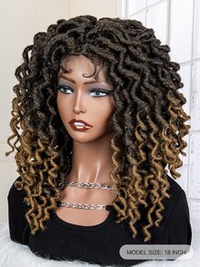 Full Lace Front Medium Braiding Synthetic Wig - Ombre - View 2