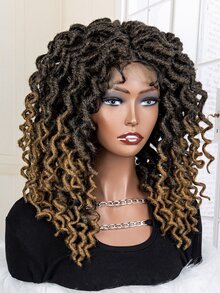 Full Lace Front Medium Braiding Synthetic Wig - Ombre - View 7