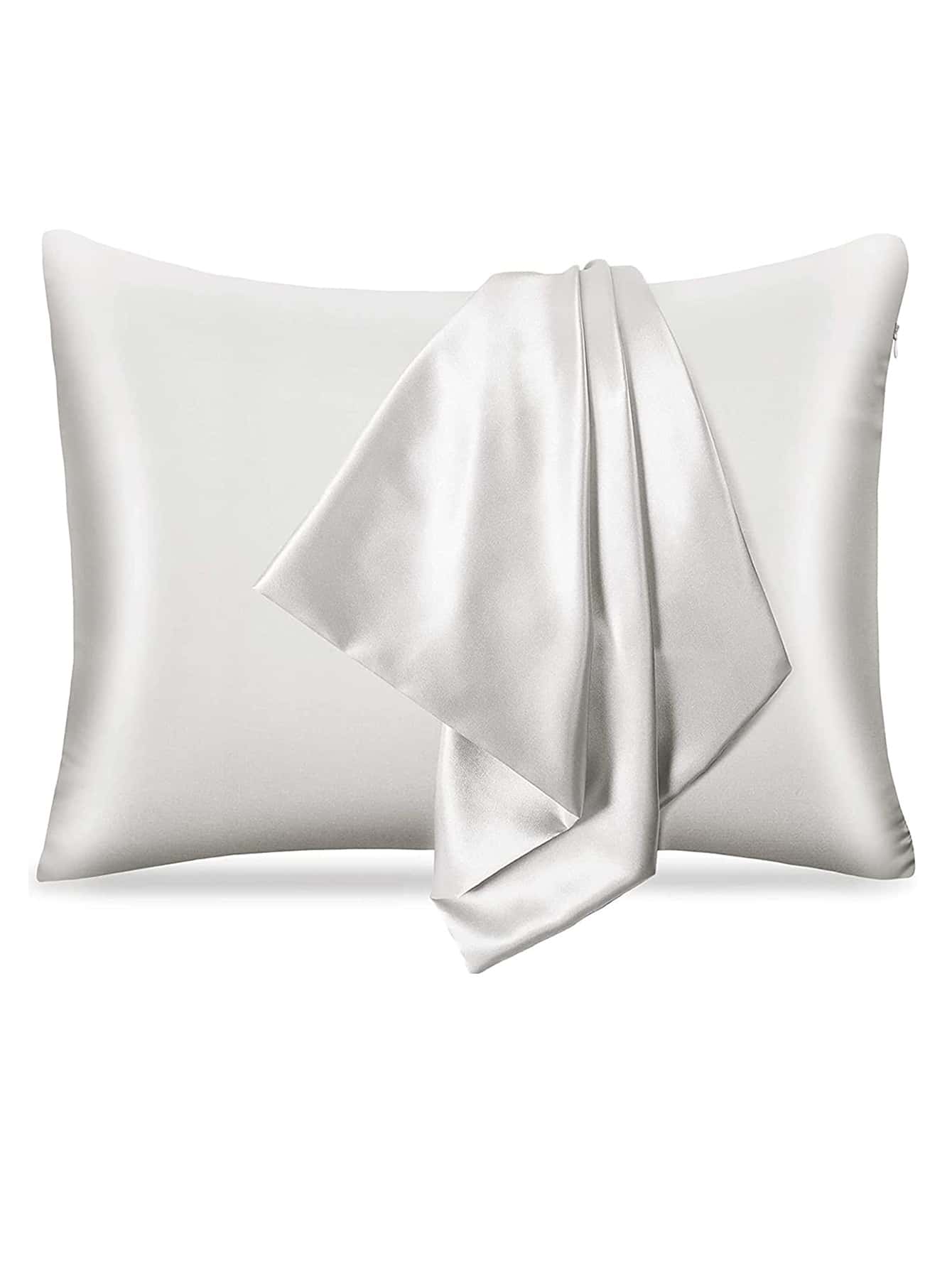 1pc Satin Pillowcase Without Filler - White - View 1