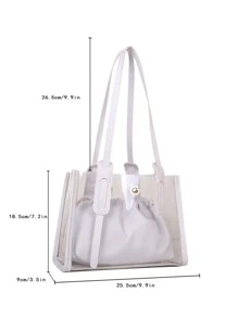 Bolso de hombro transparente unido en contraste con bolsa interior - Blanco - Ver 7