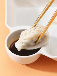 1入組餃子盤帶醬盤方形上菜盤零食拼盤壽司盤水果盤甜品盤廚房用品 - 白色 - 查看 3