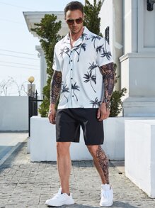 Manfinity RSRT Men Plus Tropical Print Shirt - White - View 1