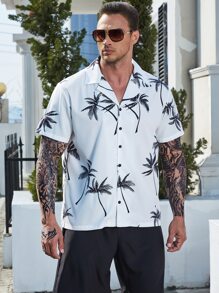 Manfinity RSRT Men Plus Tropical Print Shirt - White - View 3
