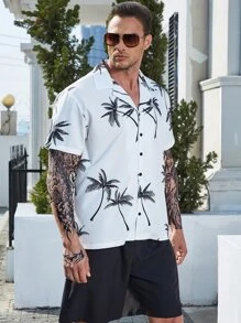Manfinity RSRT Men Plus Tropical Print Shirt - White - View 6
