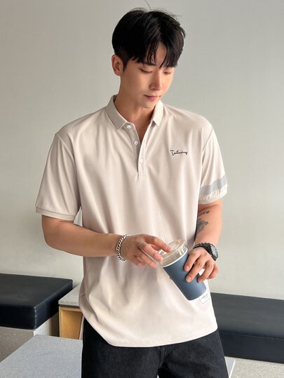 DAZY Men Letter Graphic Polo Shirt