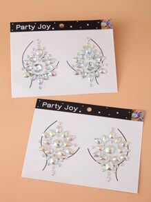 Party Joy 2Pcs 3D Body Diamond Sticker Temporary Tattoo Sticker Diamond Chest Gem Sticker - Multicolor - View 1