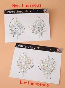 Party Joy 2Pcs 3D Body Diamond Sticker Temporary Tattoo Sticker Diamond Chest Gem Sticker - Multicolor - View 3