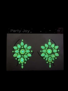 Party Joy 2Pcs 3D Body Diamond Sticker Temporary Tattoo Sticker Diamond Chest Gem Sticker - Multicolor - View 4