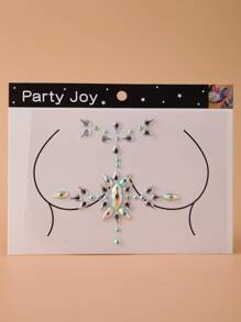 Party Joy 2 hojas Adhesivo de tatuajes en pecho luminoso con diamante de imitación - Multicolor - Ver 4