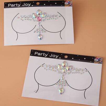 Party Joy 2 Miếng 3D Cơ thể Máy khoan Hình dán Hình xăm dán tạm thời Máy khoan Ngực Hình dán Máy khoan