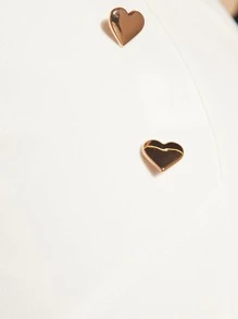 SHEIN SXY Plus Heart Shape Button Detail Skirt - White - View 5