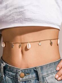 貝殼和星形墜飾腰鏈 - 彩色 - 查看 1