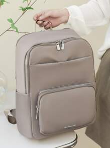 Minimalist Functional Backpack School Bag For Graduate, Teen Girls, Freshman, Sophomore, Junior & Senior In College, University & High School, Perfect For Outdoors ,Travel & Back To School - Grey - View 5