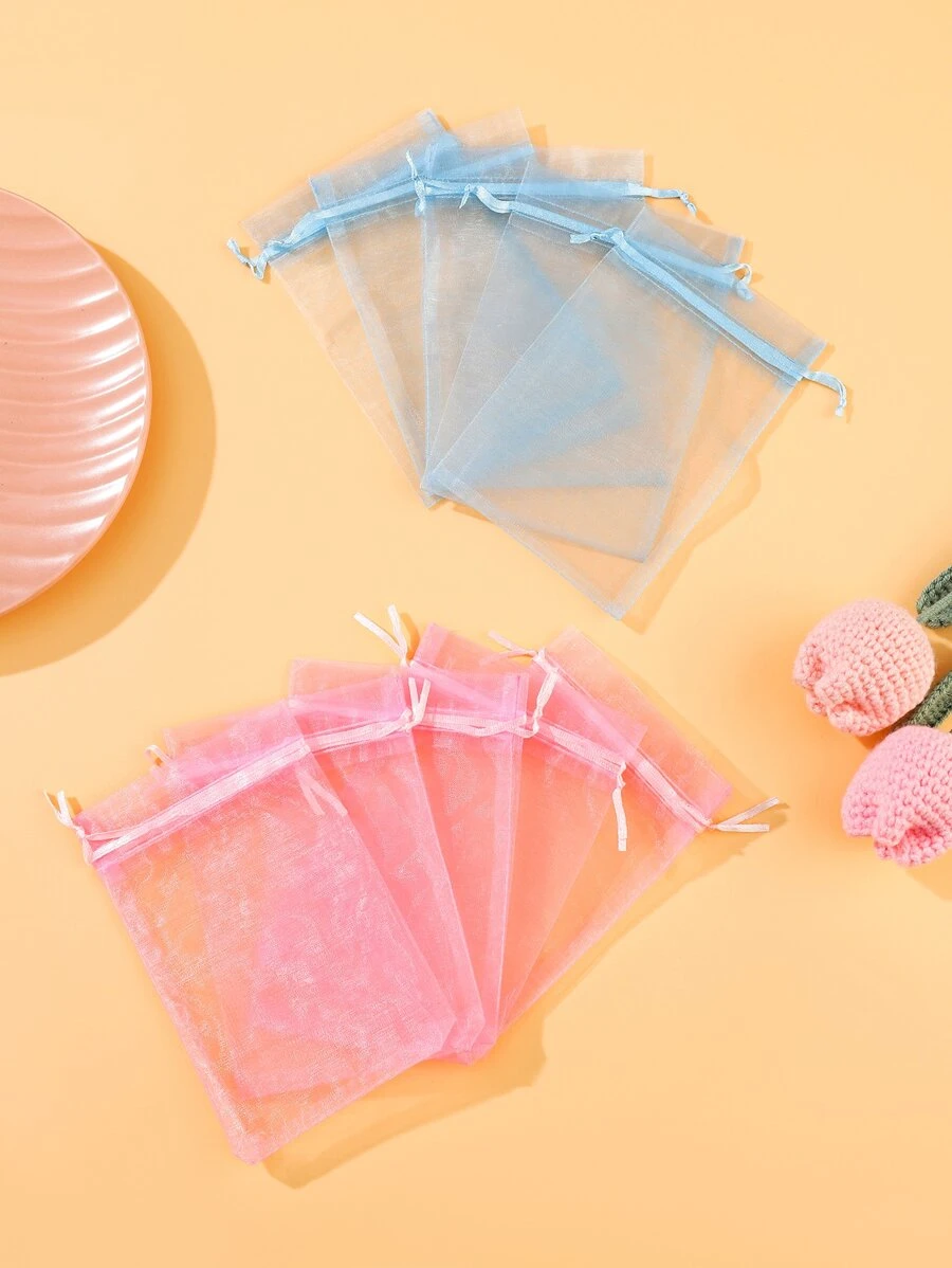 12pcs Organza Gift Bag For Jewelry Drawstring Pouches For Wedding Candy Gift Bags Jewelry Packing - Multicolor - View 1