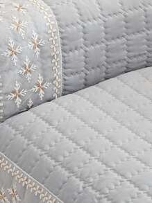 1 Bánh Waffle Quilting Ghế Sofa Chống Trơn Trượt Với Trang Trí Ren Bông Tuyết, Ghế Bọc Chăn - Màu Xám nhạt - Xem 4