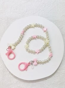 Dây chuyền mặt nạ đính ngôi sao và ngọc trai giả - Nhiều màu - Xem 3