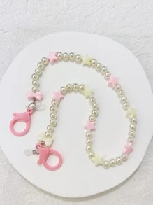 Dây chuyền mặt nạ đính ngôi sao và ngọc trai giả - Nhiều màu - Xem 5