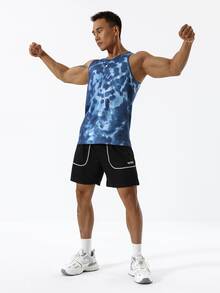 Manfinity Fitness Men Letter Graphic Drawstring Waist Sports Shorts - Black - View 4