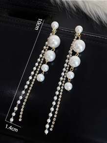 假珍珠裝飾耳環 - 白色 - 查看 4