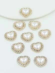 10pcs Faux Pearl Heart DIY Hair Accessory Elegant - Multicolor - View 1