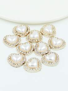 10pcs Faux Pearl Heart DIY Hair Accessory Elegant - Multicolor - View 4