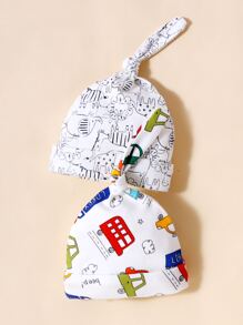 momscare 5入組嬰兒隨機字母圖案帽 - 彩色 - 查看 3