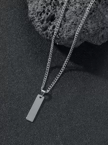 Collar con colgante rectangular de acero inoxidable para hombres de moda y populares para regalo de joyería y para una apariencia elegante