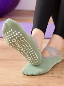 1 par Calcetines de yoga anti deslizante - Verde Oliva - Ver 2