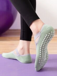 1 par Calcetines de yoga anti deslizante - Verde Oliva - Ver 6