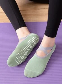 1 par Calcetines de yoga anti deslizante - Verde Oliva - Ver 5