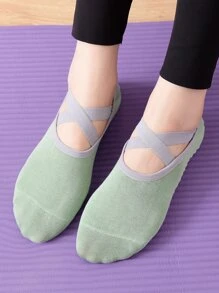 1 par Calcetines de yoga anti deslizante - Verde Oliva - Ver 4