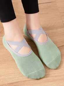 1 par Calcetines de yoga anti deslizante - Verde Oliva - Ver 3