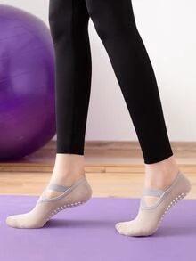 运动户外 1 双防滑瑜伽袜 - 杏色 - 查看 4