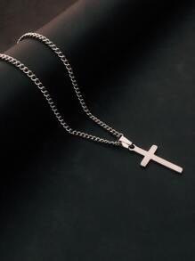 Collar con diseño de cruz - Plateado - Ver 1