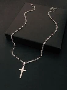 Collar con diseño de cruz - Plateado - Ver 2