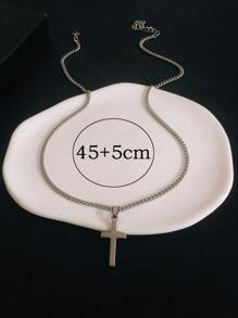 Collar con diseño de cruz - Plateado - Ver 3