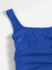 SHEIN Essnce Solid Drawstring Bodycon Dress - Royal Blue - View 4