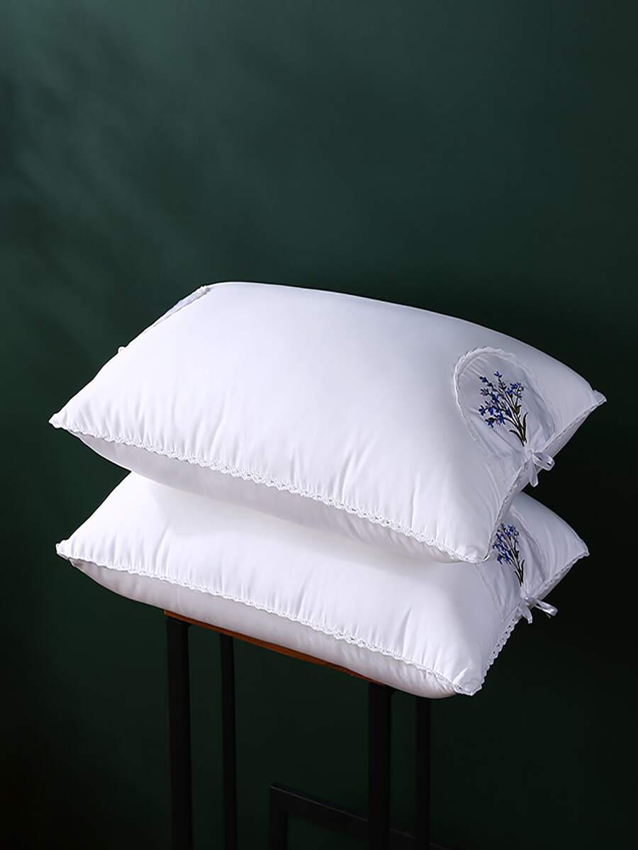 1 pieza Almohada de ropa de cama con bordado de flor - Multicolor - Ver 1