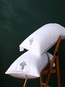 1 pieza Almohada de ropa de cama con bordado de flor - Multicolor - Ver 5