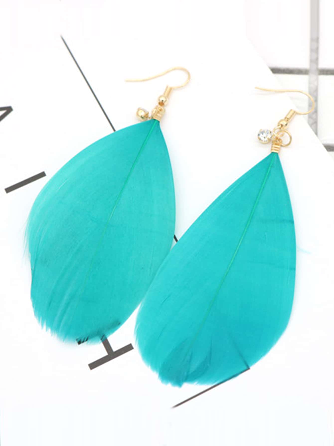 Feather Drop Earrings - Multicolor - View 1