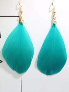 Feather Drop Earrings - Multicolor - View 2