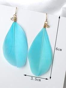 Feather Drop Earrings - Multicolor - View 3